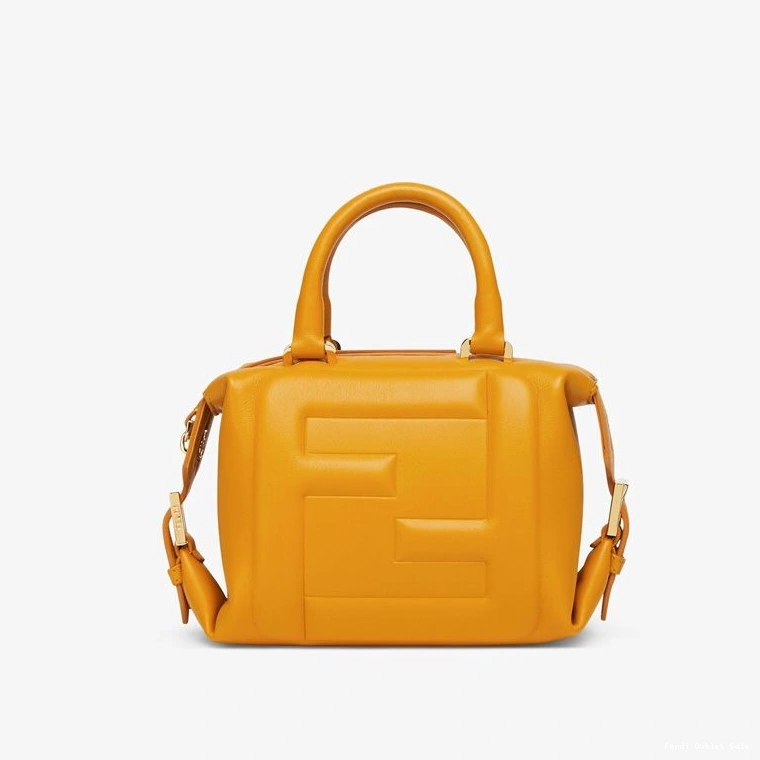 Affordable Mini Fendi Cube Yellow FF Leather Nappa Bag In 0811